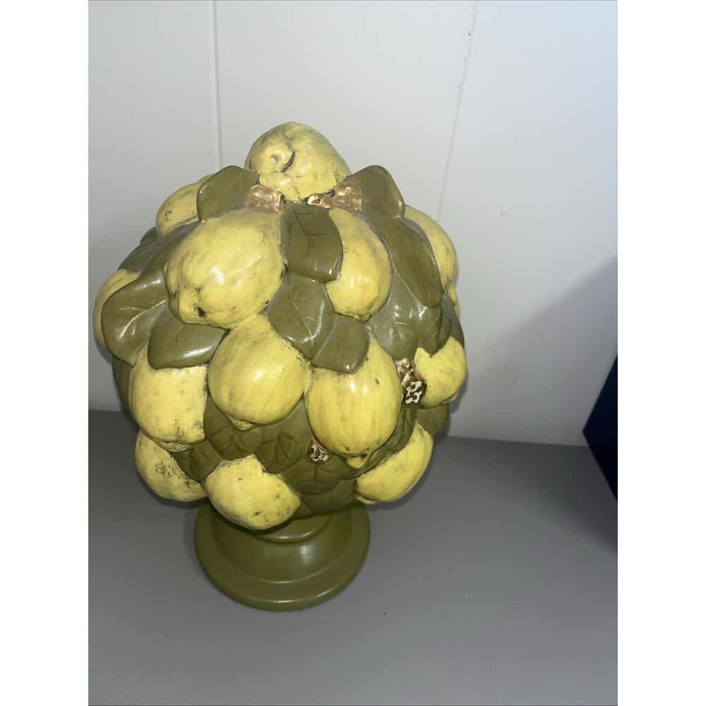 Vtg MCM Handpainted Italian Ceramic Lemon Topiary - 13” Tall x 9" Wide Yellow - Picture 6 of 9